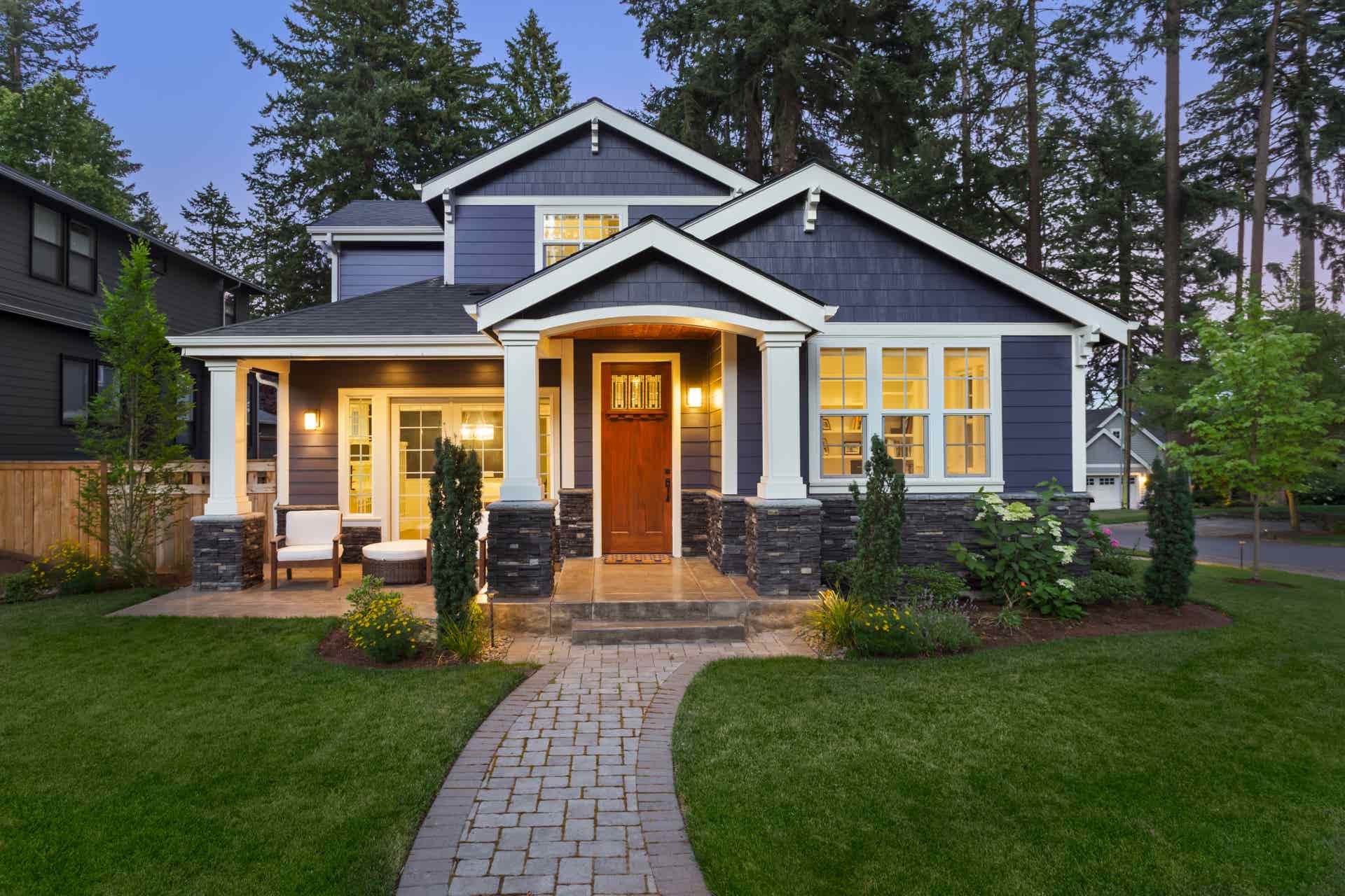 Blue front house exterior